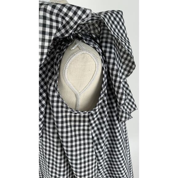 MLM Label Maison Gingham One Shoulder Mini Dress Womens Medium Black White - Picture 7 of 11